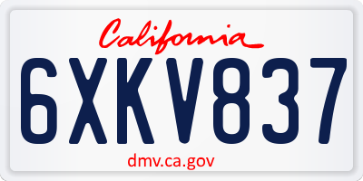 CA license plate 6XKV837