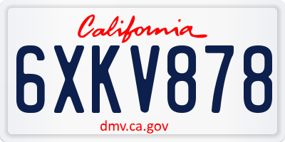 CA license plate 6XKV878