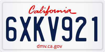 CA license plate 6XKV921