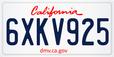 CA license plate 6XKV925