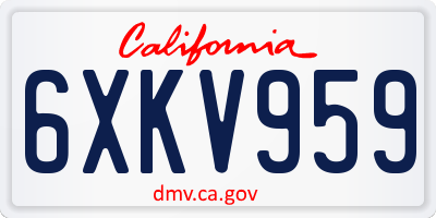CA license plate 6XKV959