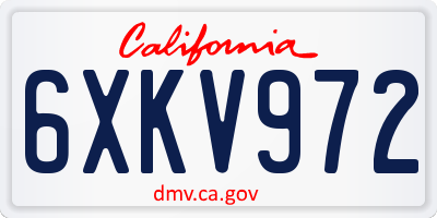 CA license plate 6XKV972