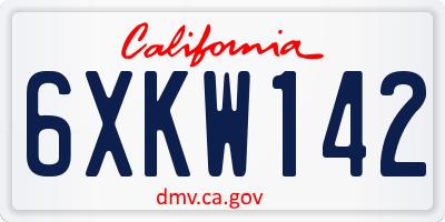 CA license plate 6XKW142