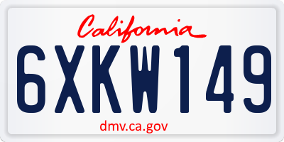CA license plate 6XKW149