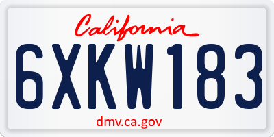 CA license plate 6XKW183