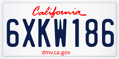 CA license plate 6XKW186