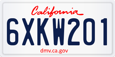 CA license plate 6XKW201