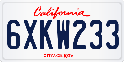 CA license plate 6XKW233