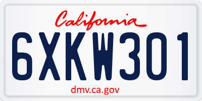 CA license plate 6XKW301