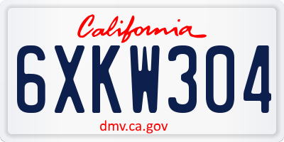 CA license plate 6XKW304