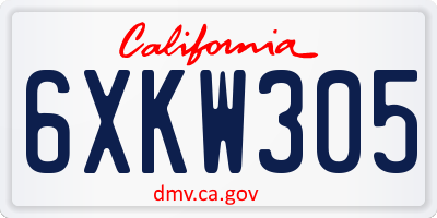 CA license plate 6XKW305