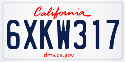 CA license plate 6XKW317