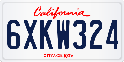 CA license plate 6XKW324