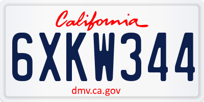 CA license plate 6XKW344