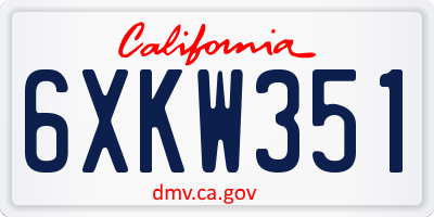CA license plate 6XKW351