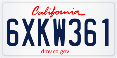 CA license plate 6XKW361
