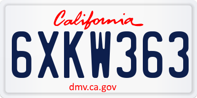 CA license plate 6XKW363