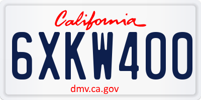 CA license plate 6XKW400