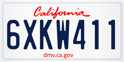 CA license plate 6XKW411