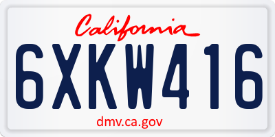 CA license plate 6XKW416