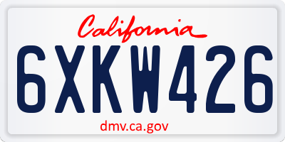 CA license plate 6XKW426