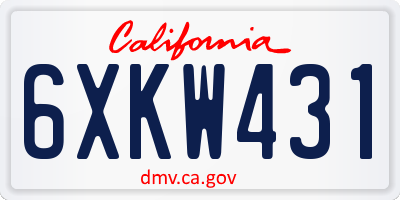 CA license plate 6XKW431