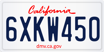 CA license plate 6XKW450