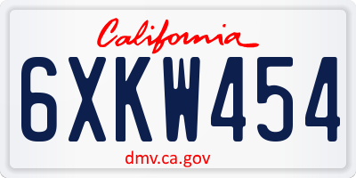 CA license plate 6XKW454