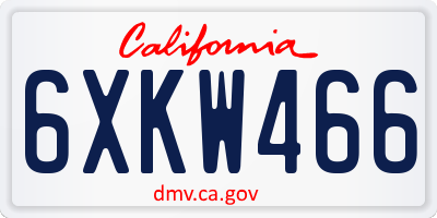 CA license plate 6XKW466
