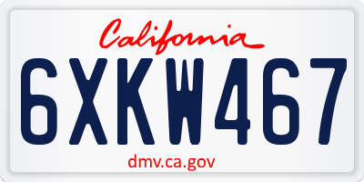 CA license plate 6XKW467