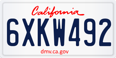 CA license plate 6XKW492