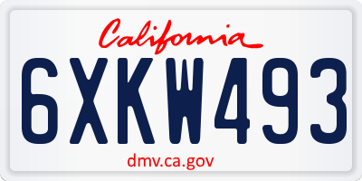 CA license plate 6XKW493