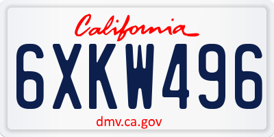 CA license plate 6XKW496