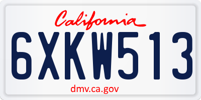 CA license plate 6XKW513