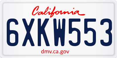 CA license plate 6XKW553