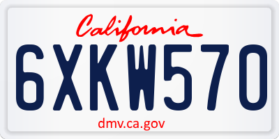 CA license plate 6XKW570