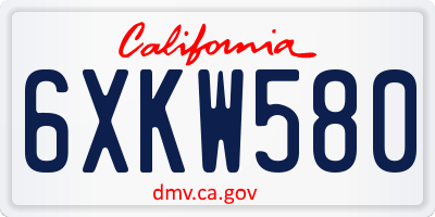 CA license plate 6XKW580