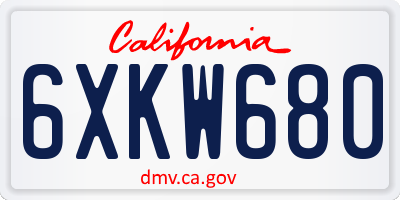 CA license plate 6XKW680