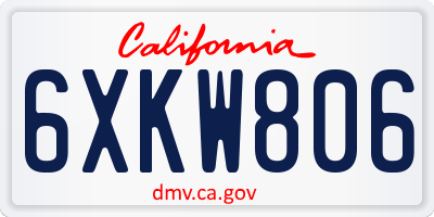 CA license plate 6XKW806