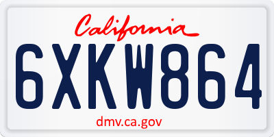 CA license plate 6XKW864