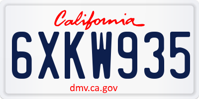 CA license plate 6XKW935