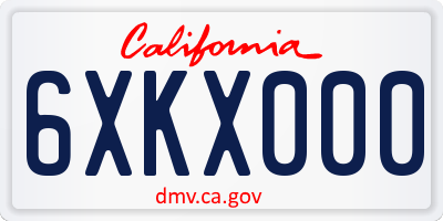 CA license plate 6XKX000