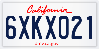 CA license plate 6XKX021