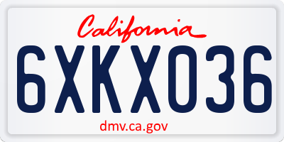 CA license plate 6XKX036