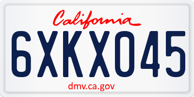 CA license plate 6XKX045