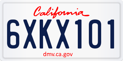 CA license plate 6XKX101