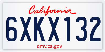 CA license plate 6XKX132