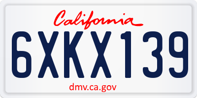 CA license plate 6XKX139