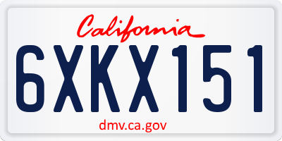 CA license plate 6XKX151