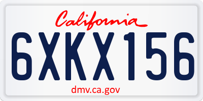 CA license plate 6XKX156